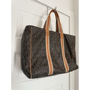 Michael Kors Signature Webbing Coated Canvas Multi Stripe Extra Large Tote Read